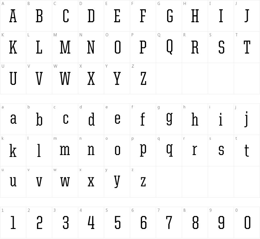 United Serif Cd Md Regular字符映射图