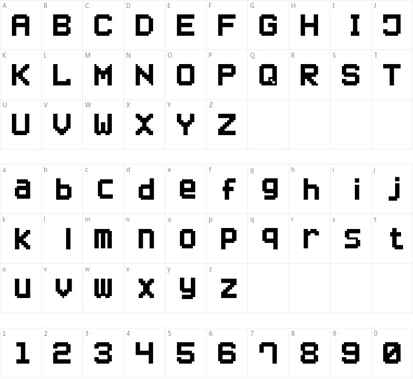 Small Pixel7字符映射图