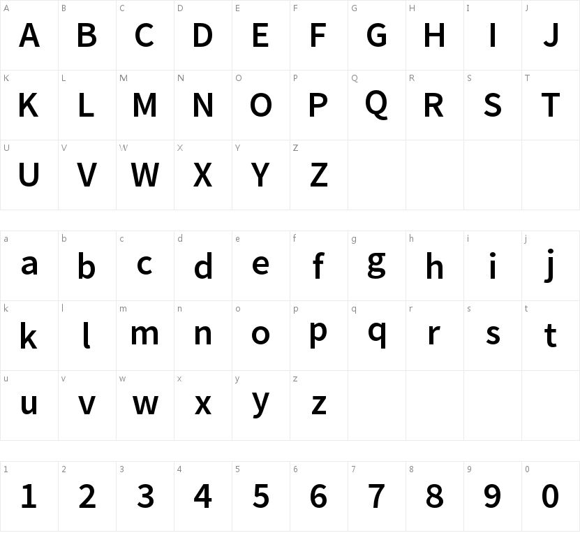 Source Sans Pro Semibold字符映射图