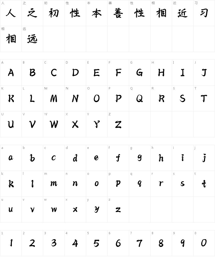 小石潭记字符映射图