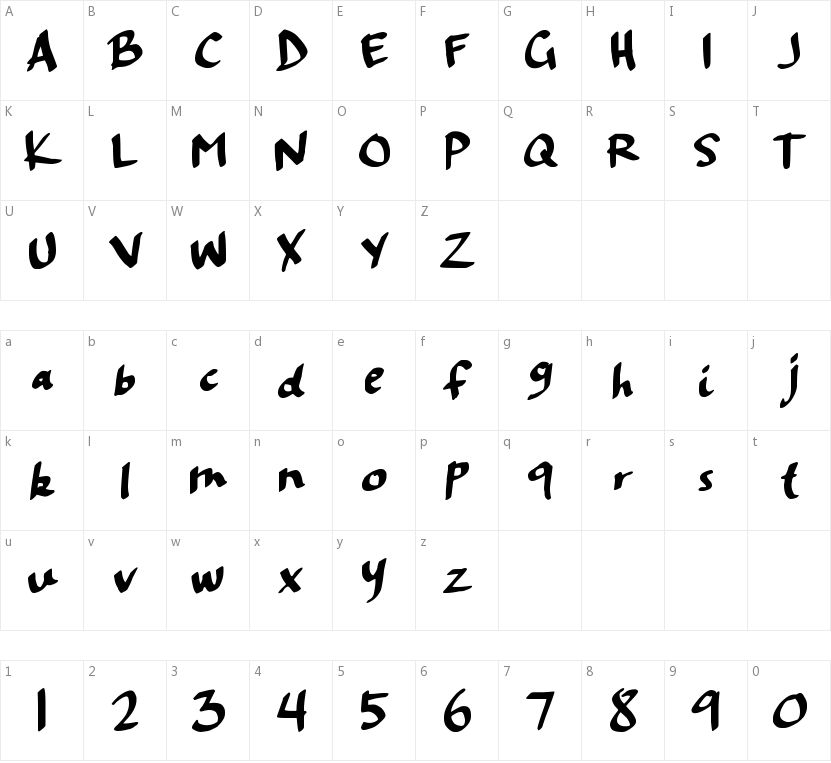 Fifty Shadows DT字符映射图
