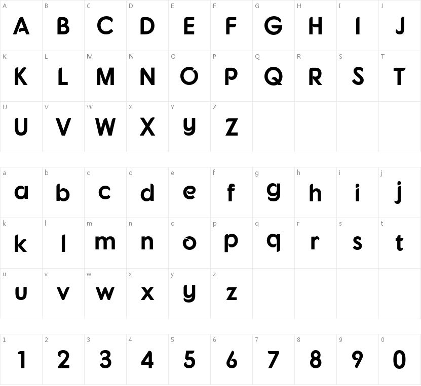 Fonarto字符映射图