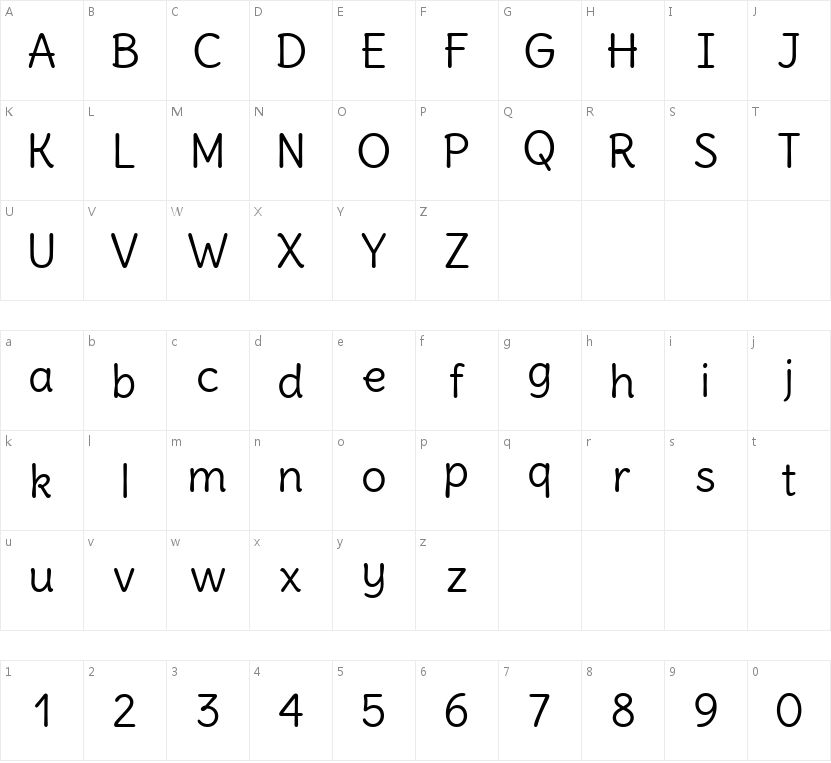 TypoPRO Delius Regular字符映射图