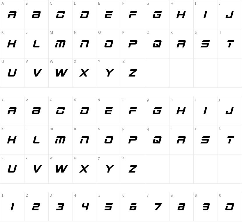 2015 Cruiser字符映射图