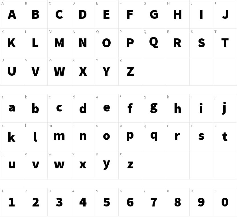 Source SansPro Black字符映射图