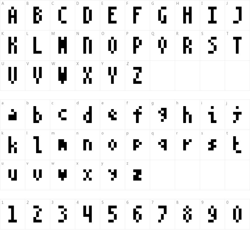 5 Monopix字符映射图