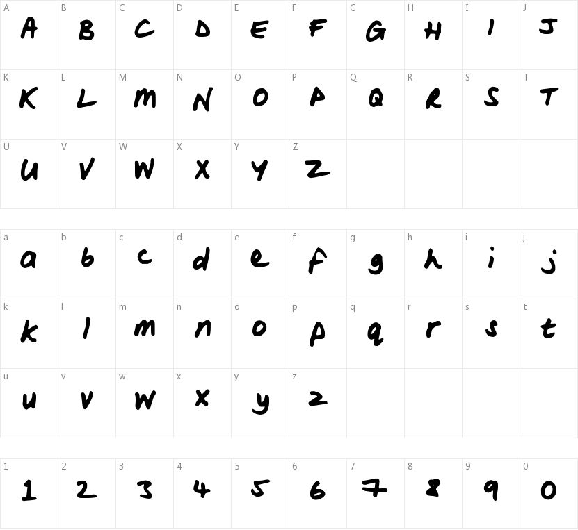 Woods Script字符映射图