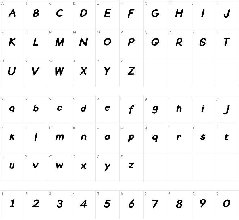 Yunmobei_enlogo-Bold-Italic字符映射图