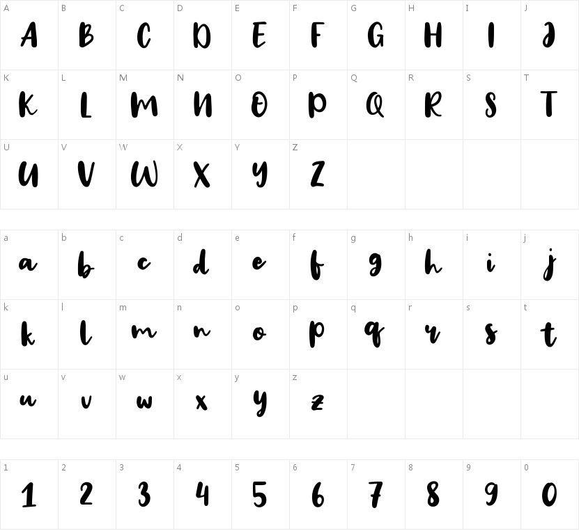 Big Snow Script字符映射图