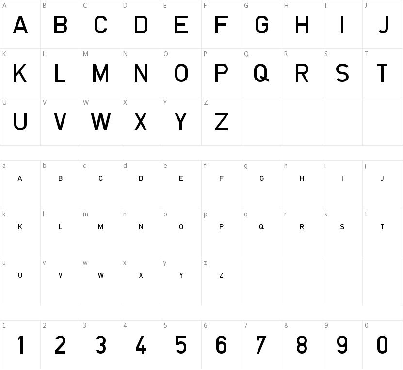 Blockschrift f字符映射图