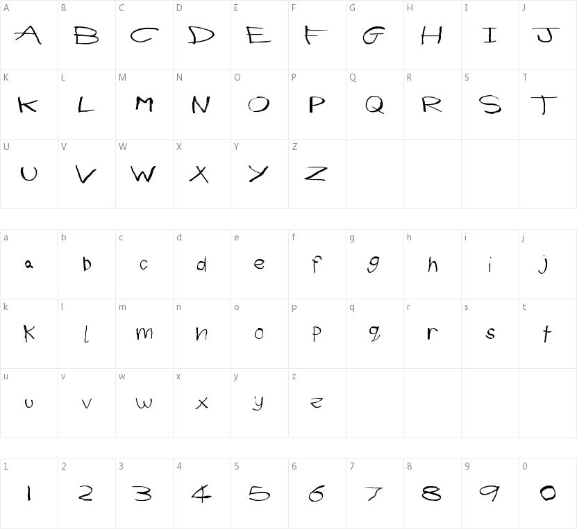 First Grader字符映射图