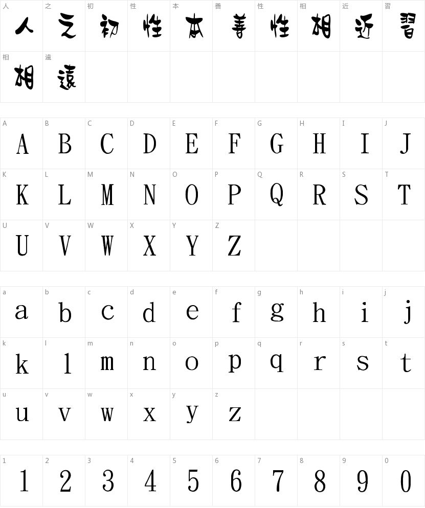 金梅公主美工国际码字体字符映射图