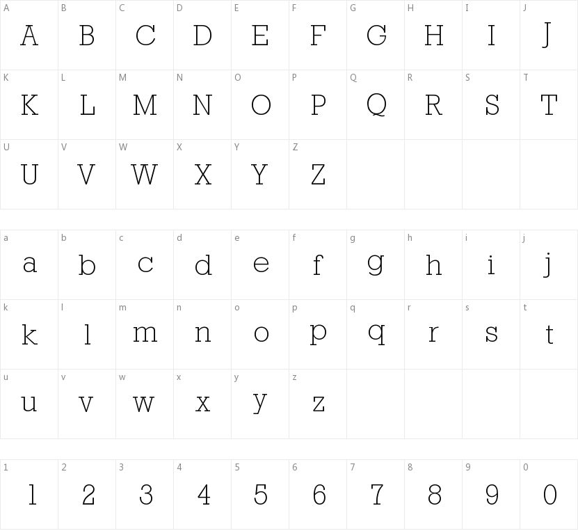 StaffordSerial Xlight字符映射图