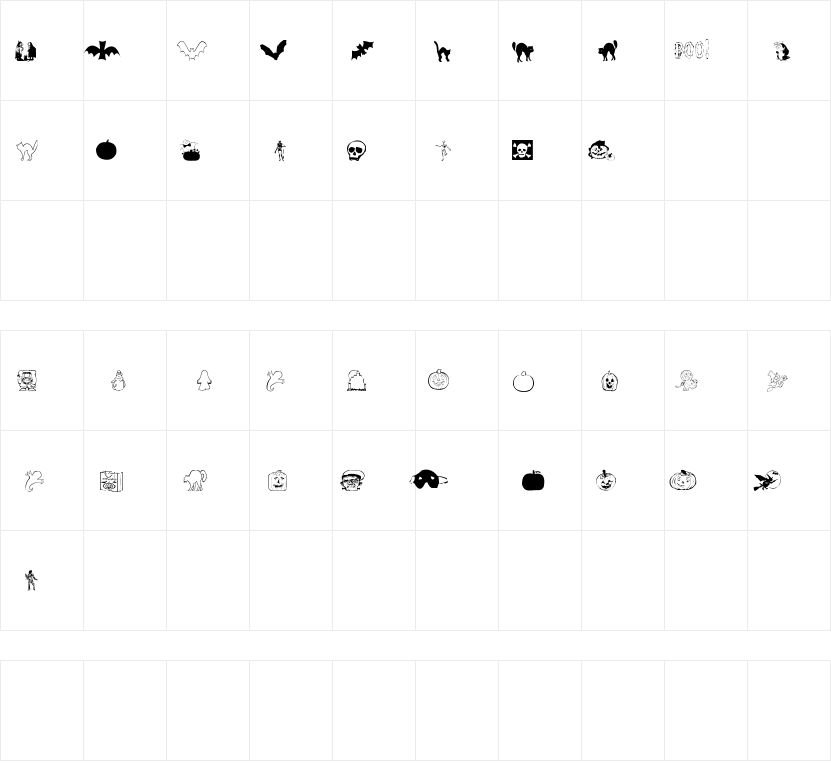 AEZ Halloween dingbats字符映射图