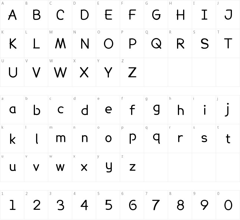 Lexie Readable Regular字符映射图