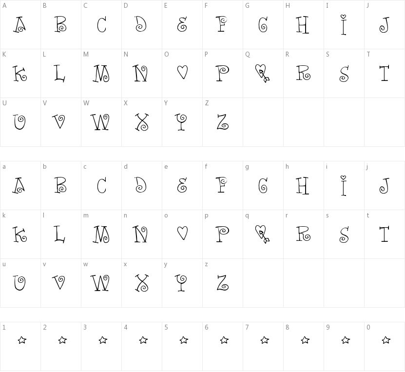 Words of Love字符映射图