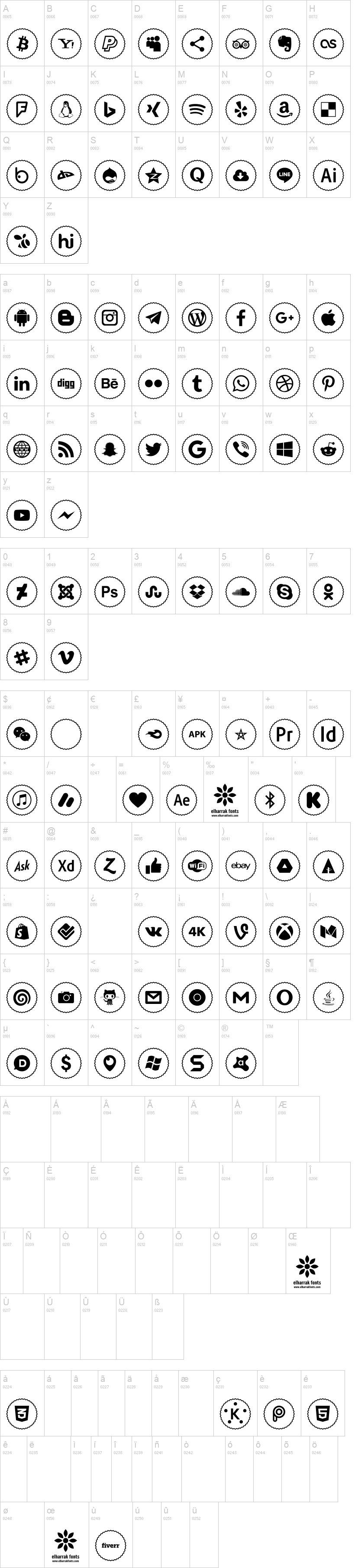 Icons Social Media 2字符映射图