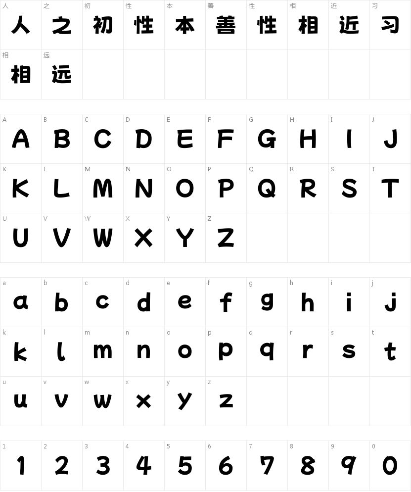 荆南波波黑字符映射图