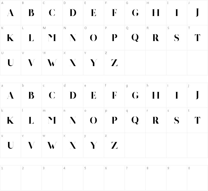 Troye Serif Free字符映射图