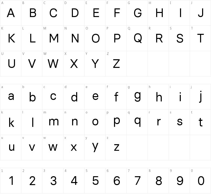 Basier字符映射图