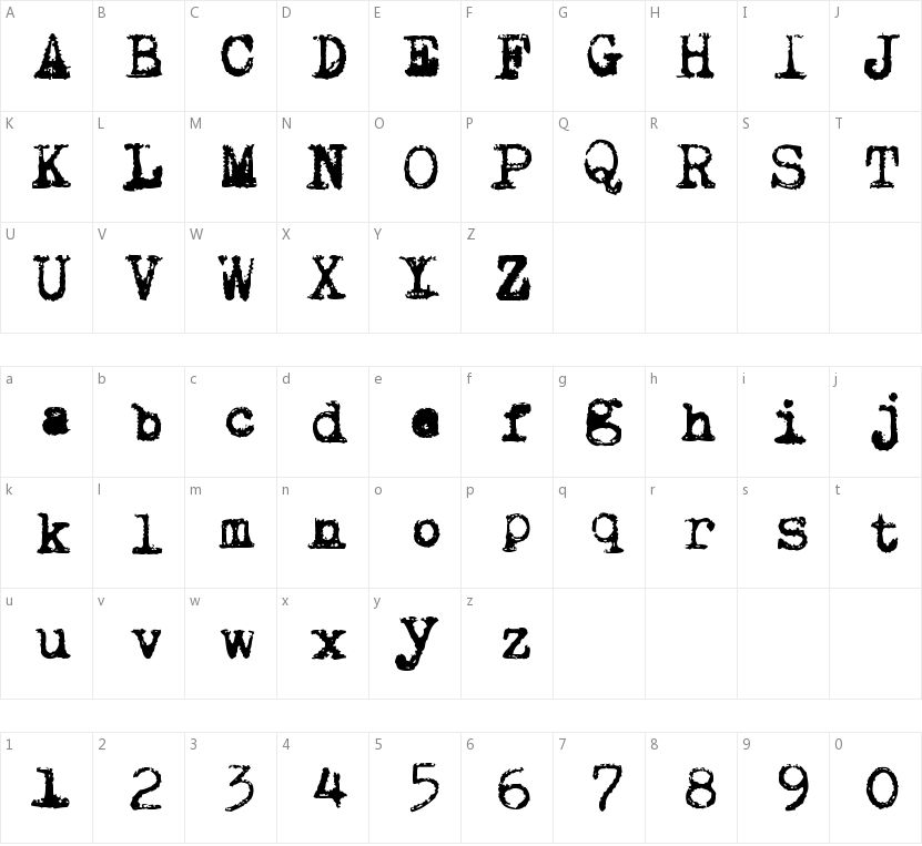 Draconian Typewriter字符映射图