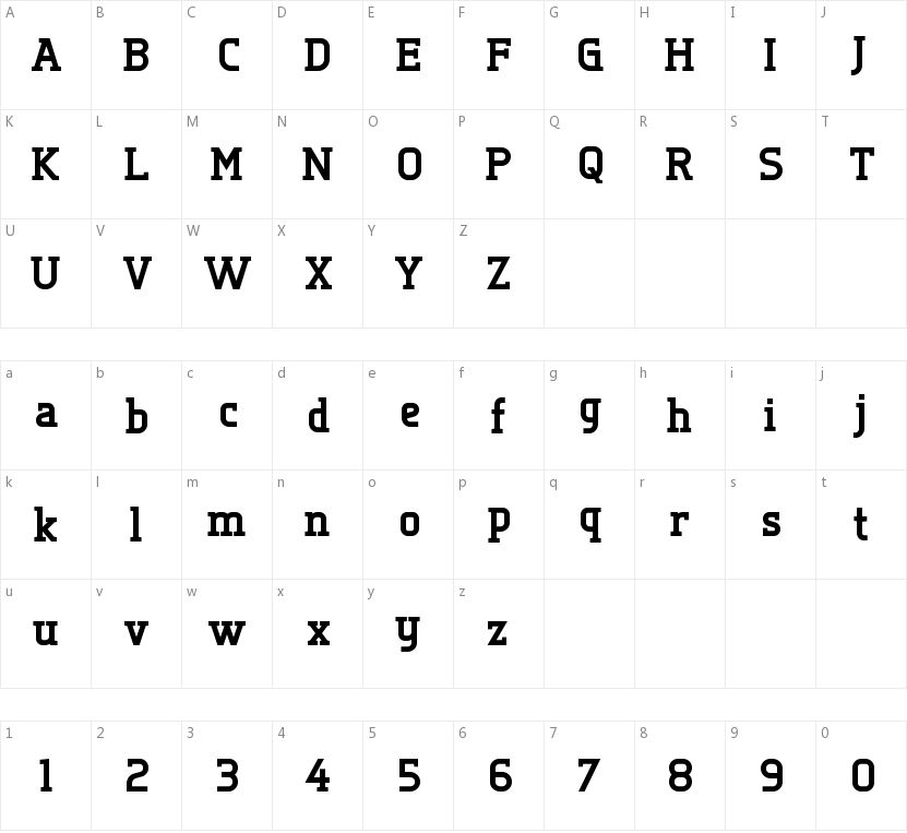 Tertre字符映射图