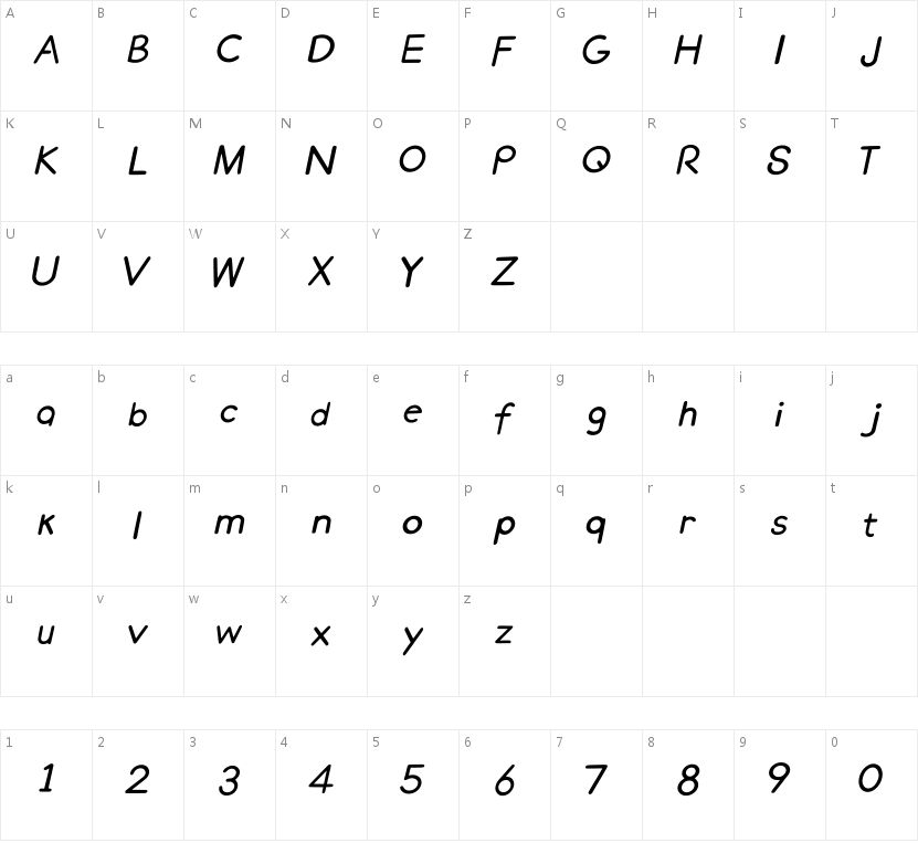 Yunmobei_enlogo-Regular-Italic字符映射图