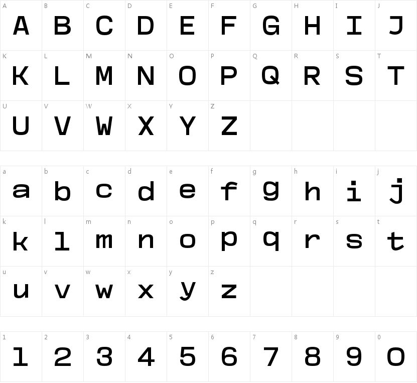 Compagnon Medium字符映射图