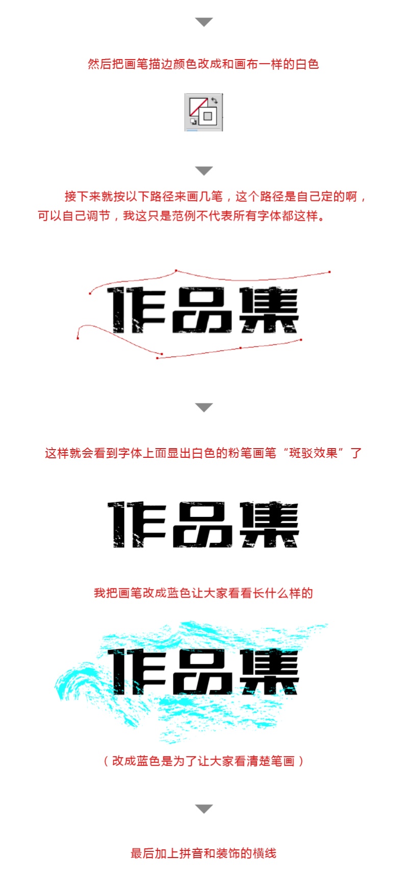 简单的字体修改教程——“作品集”（含字体效果教程）