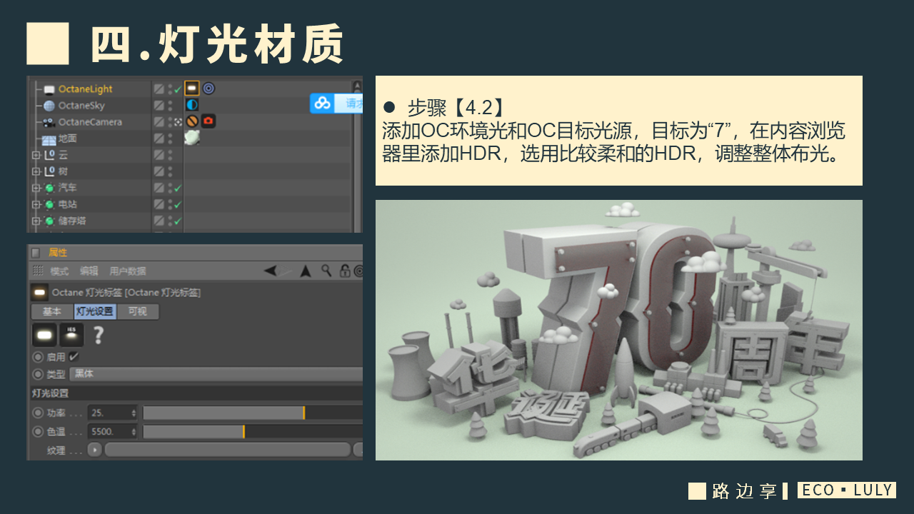 华诞70周年C4D字体设计教程