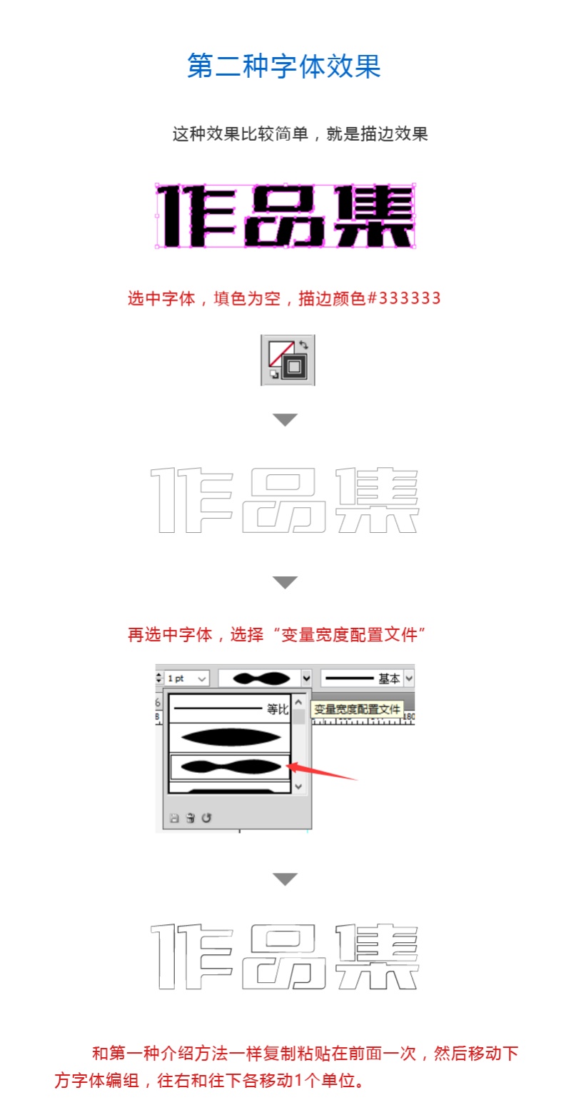 简单的字体修改教程——“作品集”（含字体效果教程）