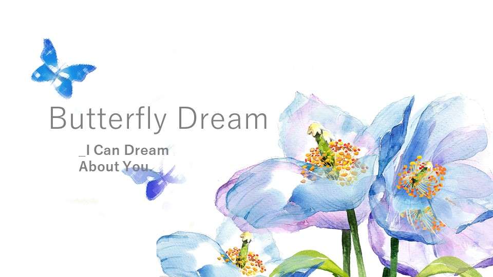 Literary and beautiful blue butterfly general PPT template