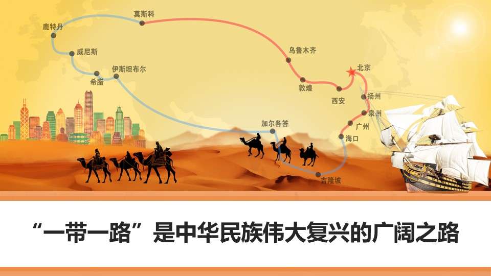 Belt and Road China Dream theme report education summary PPT template