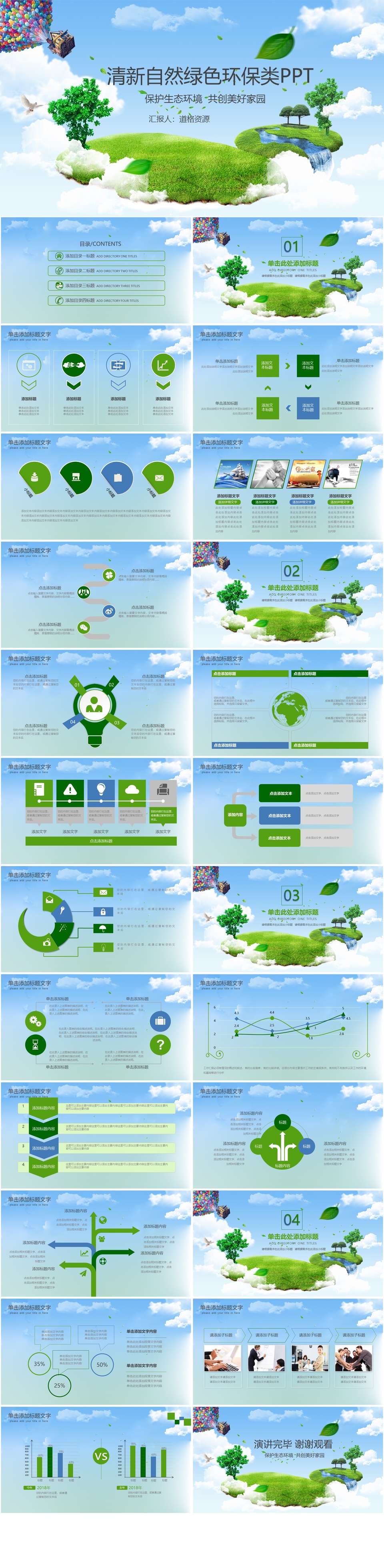 绿色城市环境垃圾分类低碳环保局PPT模板
