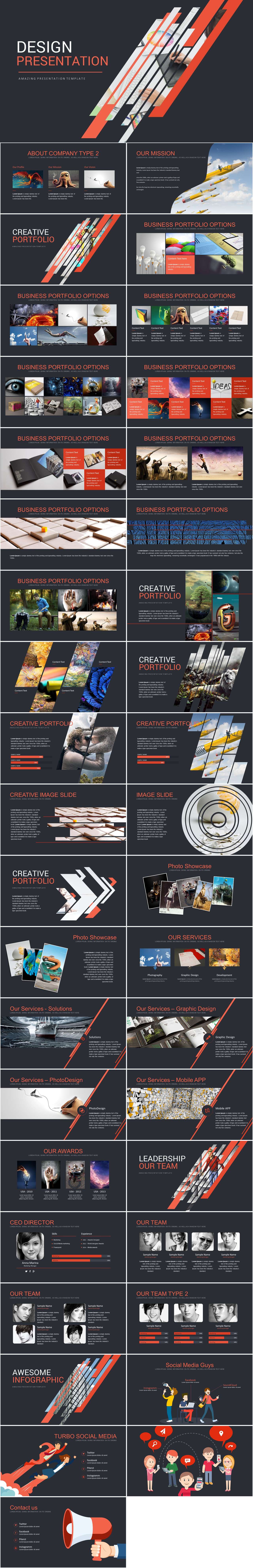 黑色简约英文杂志风设计作品集作品展示工作室介绍商业计划书PPT模板