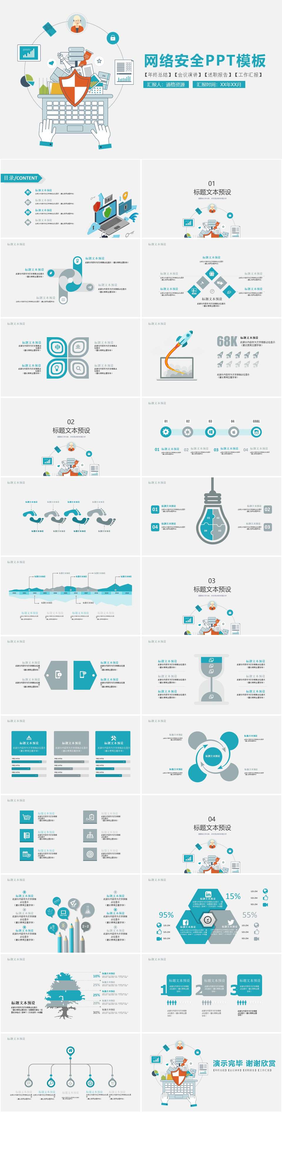 简约实用网络安全汇报PPT模板