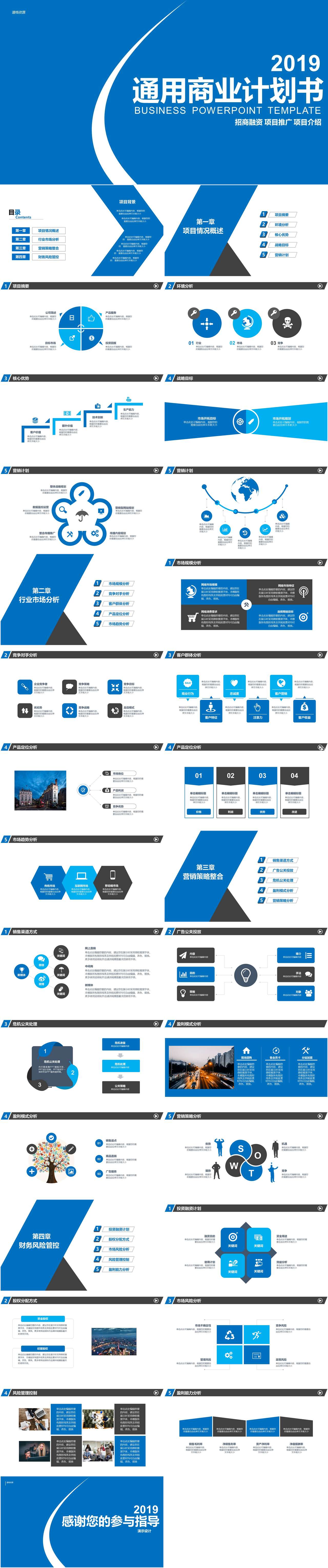蓝色商务商业计划书PPT模板（2）