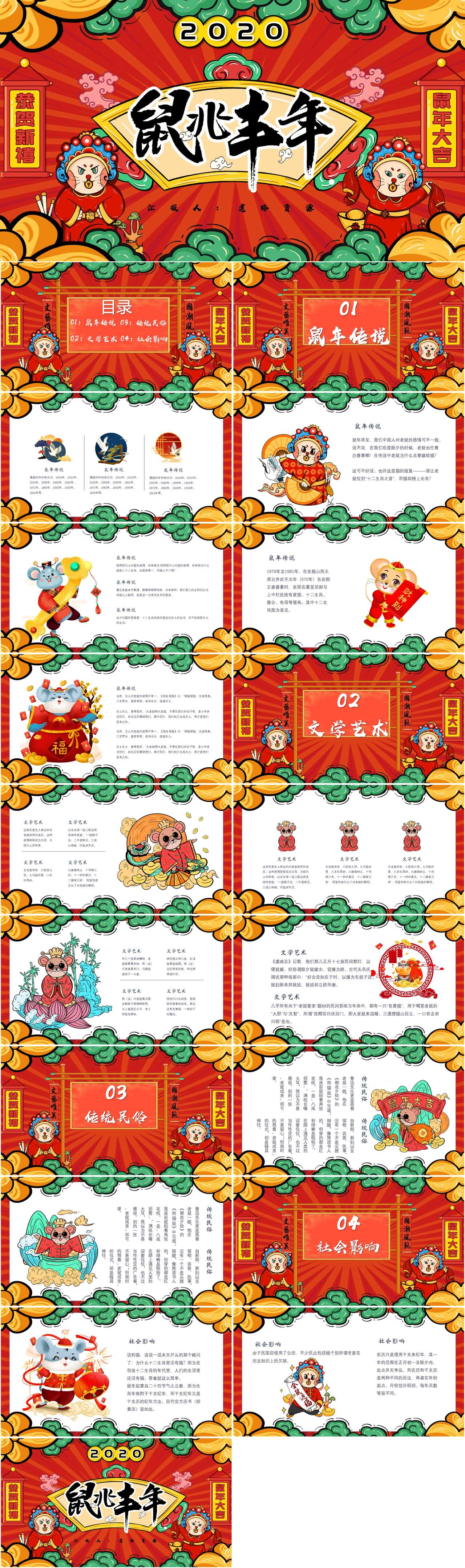 国潮风鼠兆丰年鼠年传说PPT模版（2）