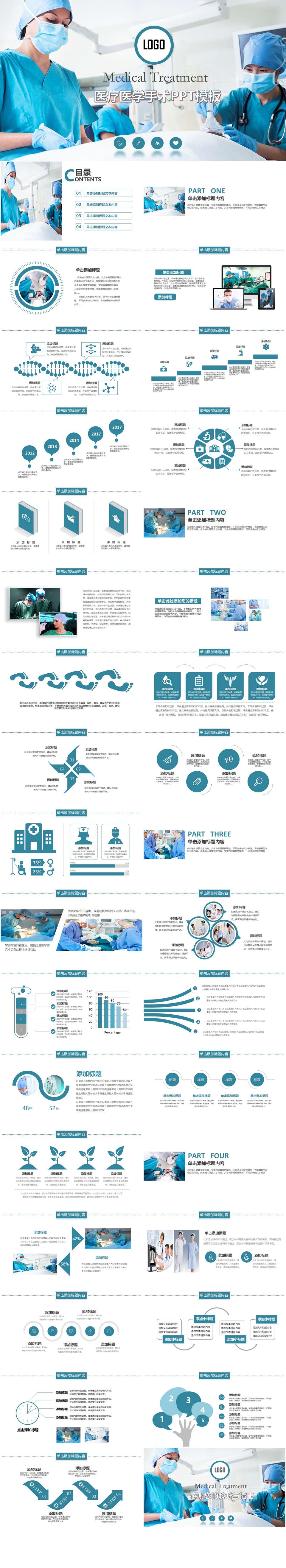 蓝色简约欧美风健康医学医疗护理医生手术报告动态PPT模板（2）