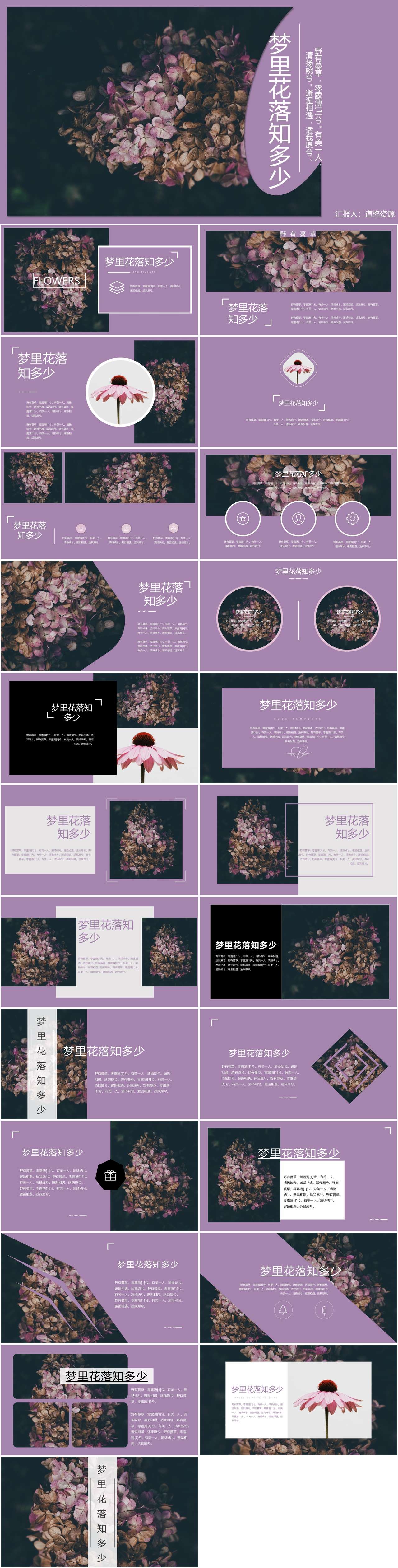 杂志风高雅紫相册图片展示PPT模板（2）