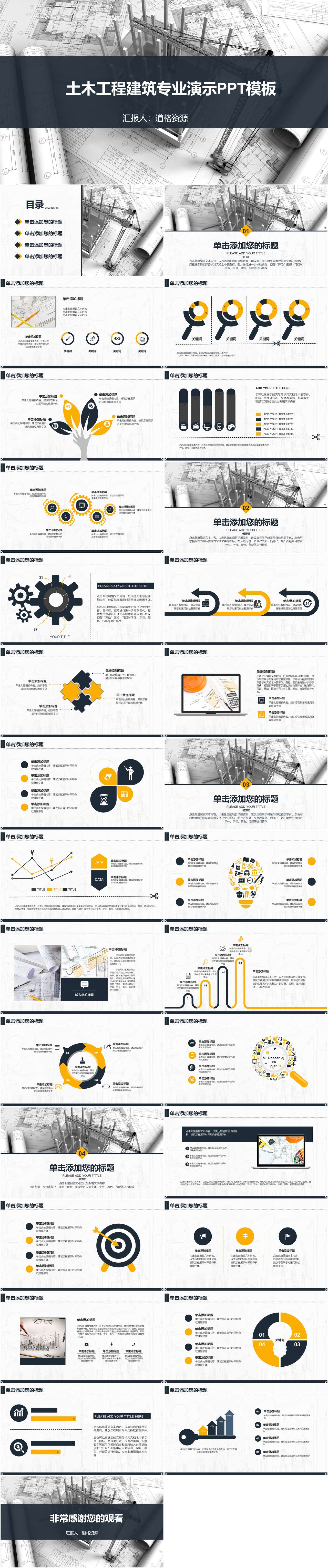 土木工程建筑项目汇报总结演示PPT模板