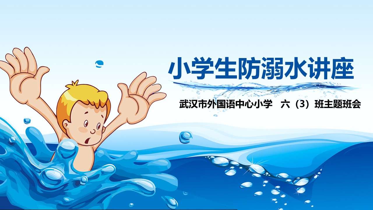 Primary school students' drowning prevention lecture PPT template