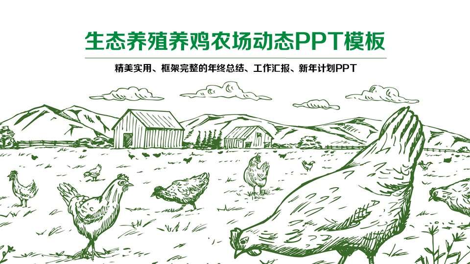 Ecological farming itch chicken farm dynamic PPT template