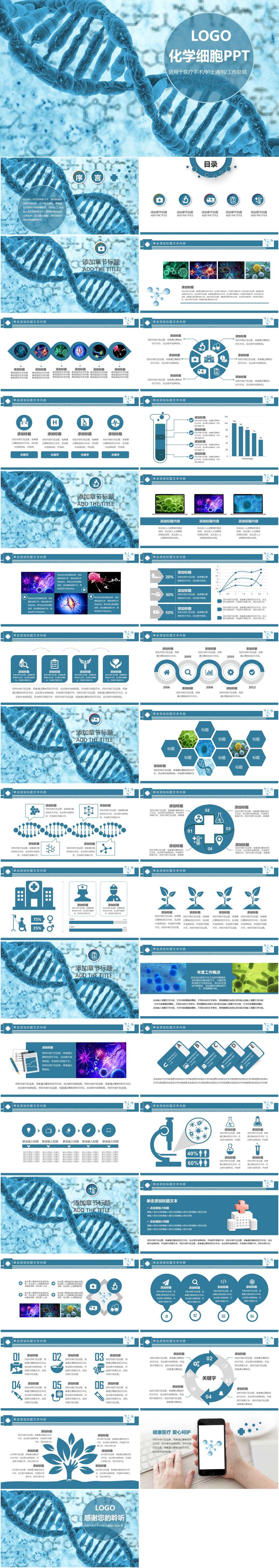基因生物现代科技实验室化学医学PPT模板