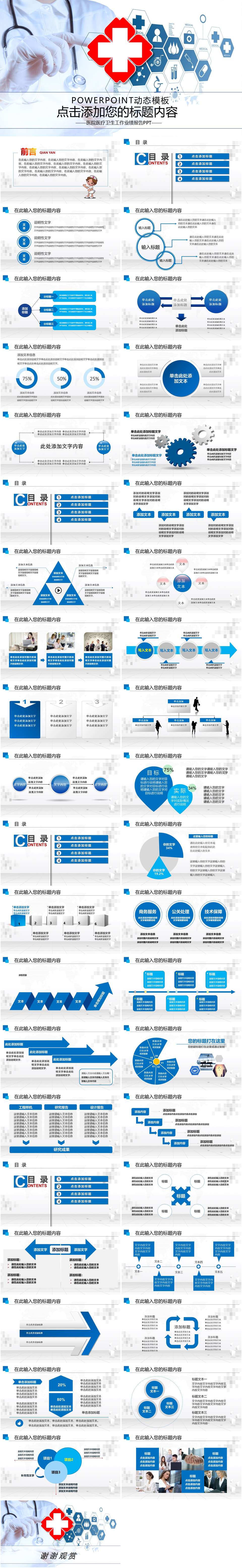 蓝色简约医院医疗卫生工作业绩PPT模板（2）