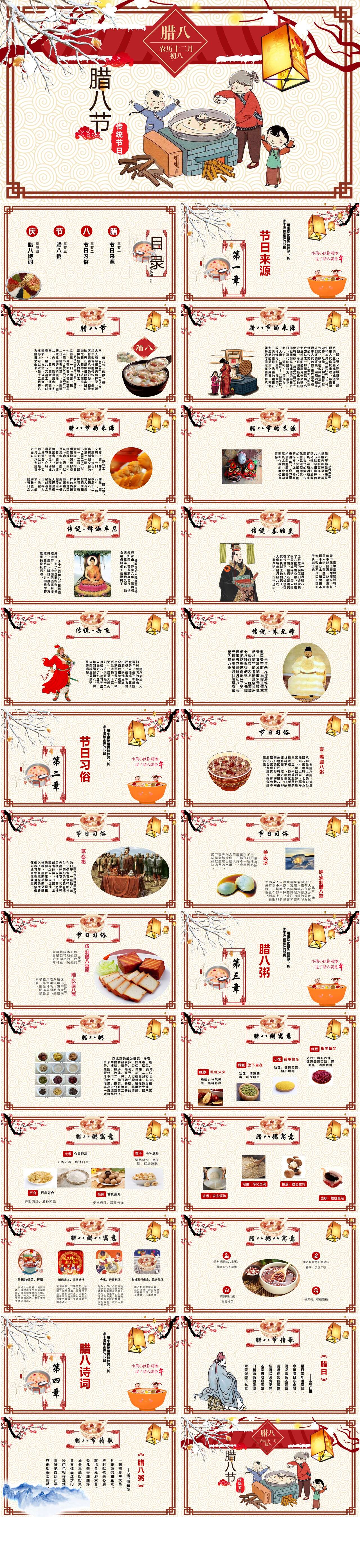 中国传统节日来源习俗介绍腊八节主题班会PPT模板（2）