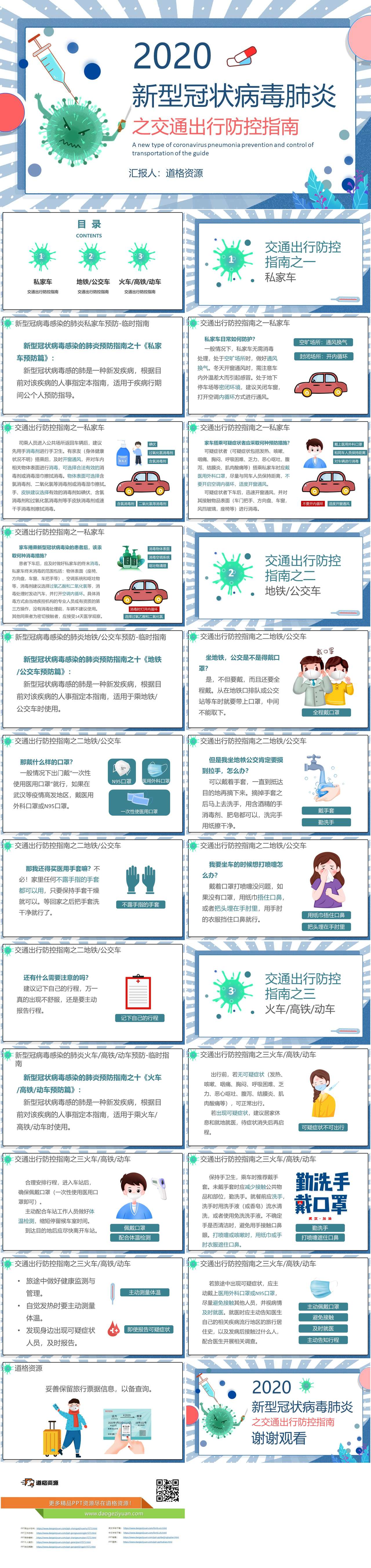 新型冠状病毒肺炎之交通出行防控指南PPT模板（2）