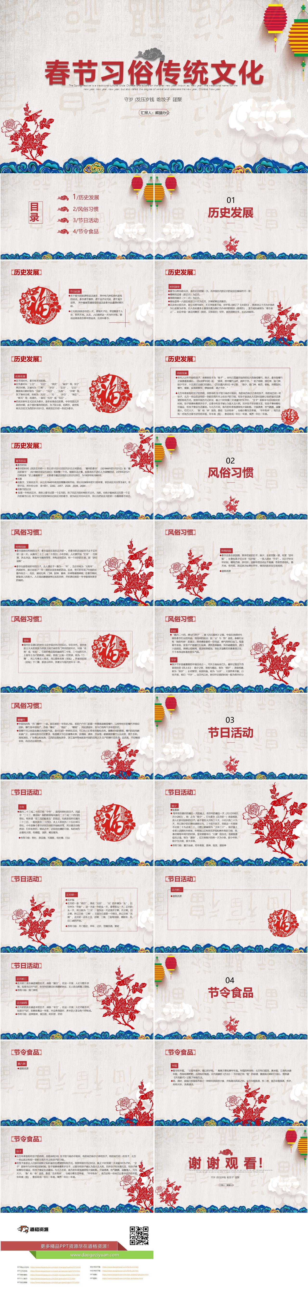 创意中国节教育春节习俗传统文化PPT模板（2）