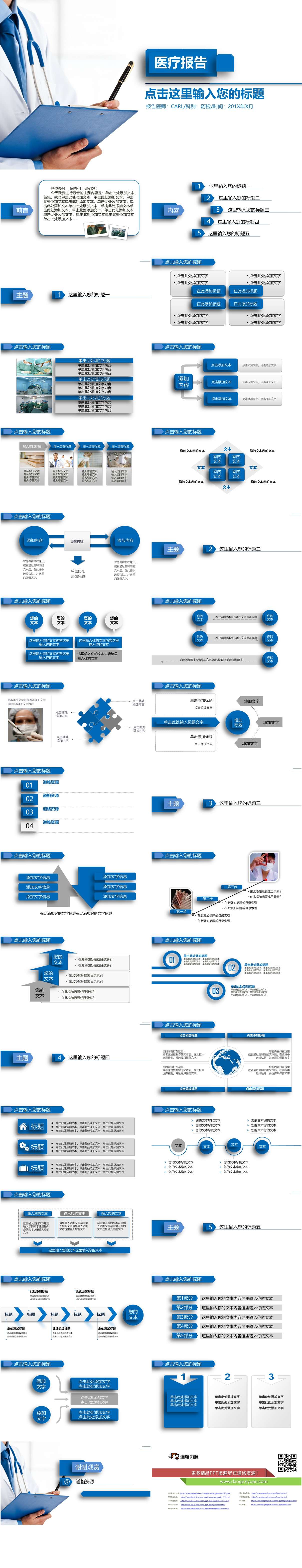 蓝色扁平化简洁医学医疗护理报告工作计划总结PPT模板（2）