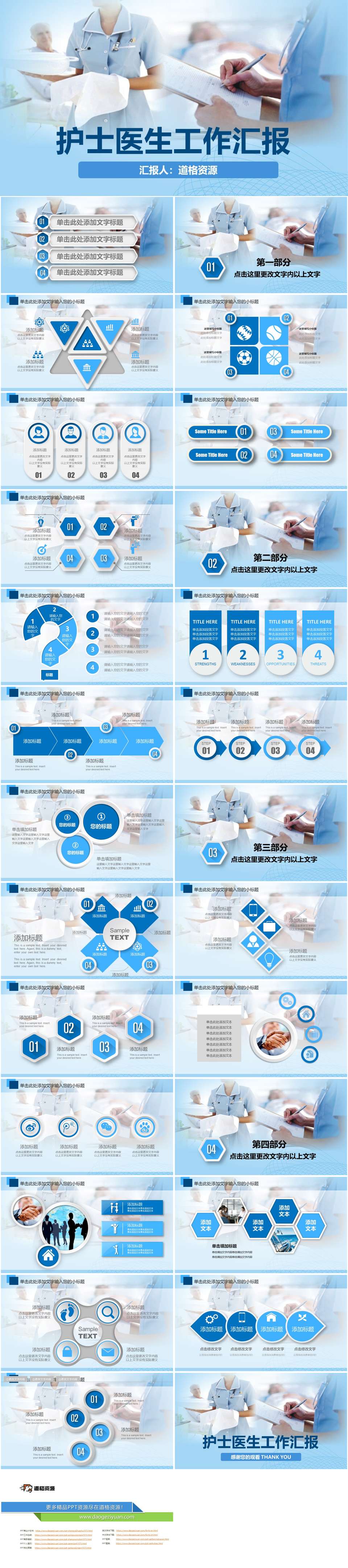 清爽专业护士医生医疗护理工作PPT模板（2）
